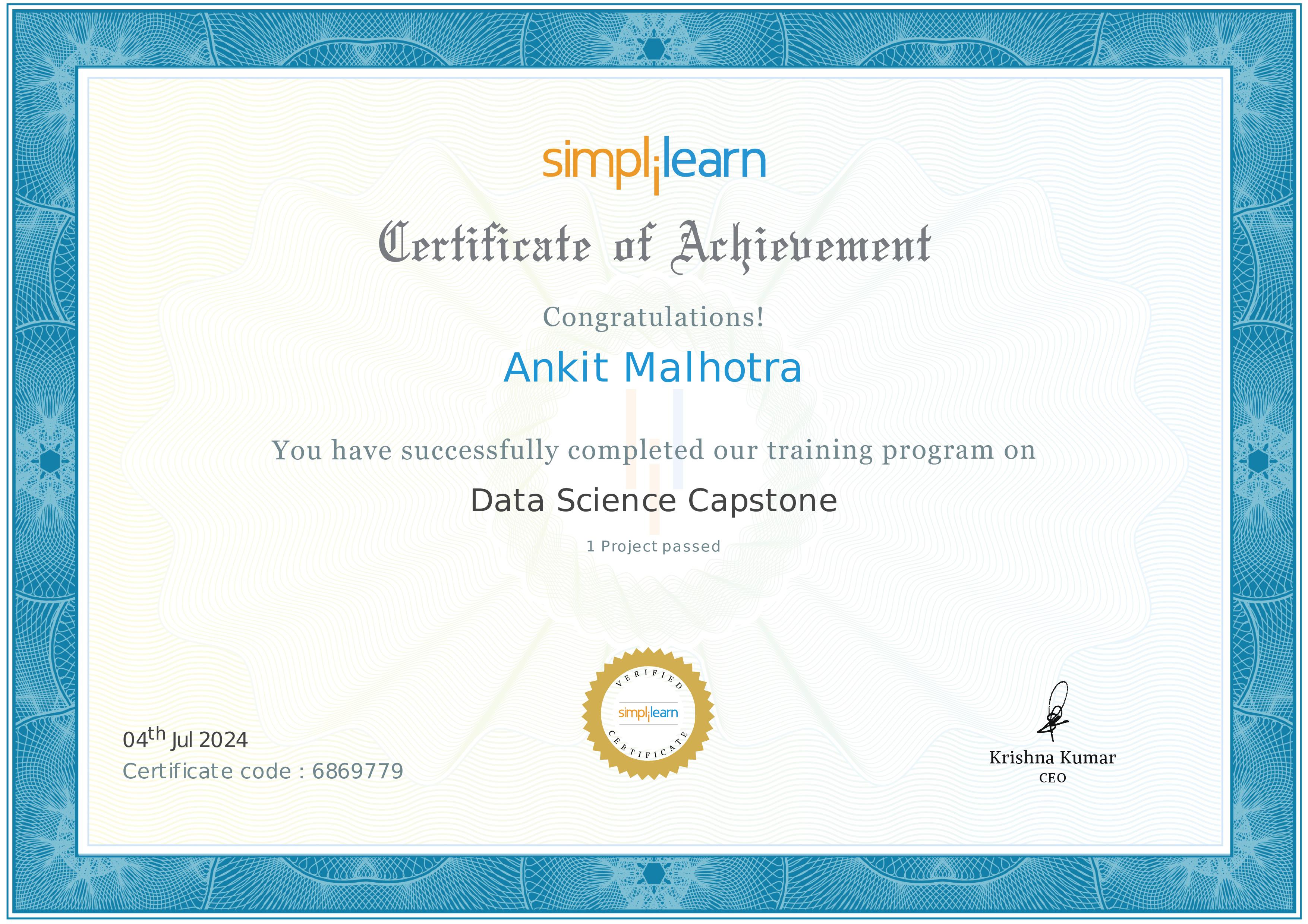 Ankit-MachineLearning Certificate